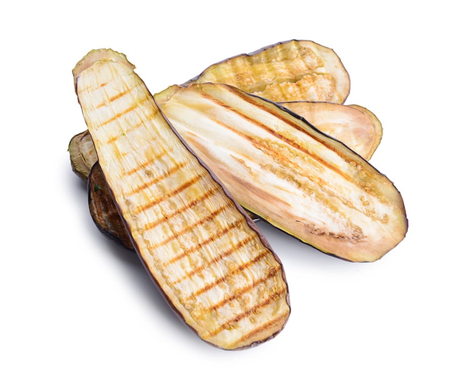 Tasty Grilled Eggplant on White Background