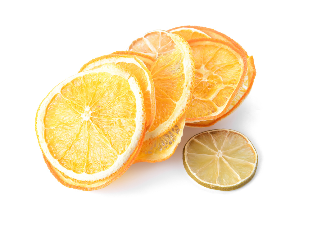 Dried Citrus Fruits on White Background